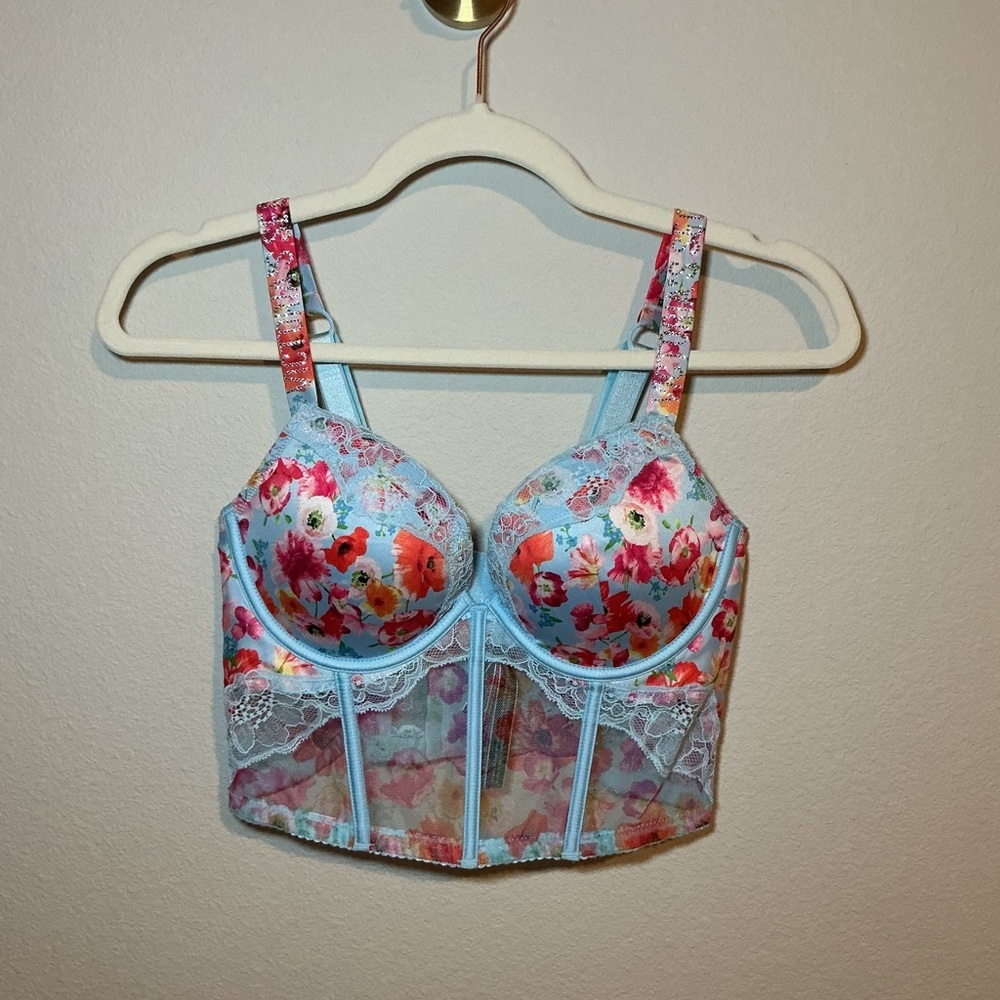 Victoria's Secret Floral Lace Bra in Blue and Red - Picture 4 of 6